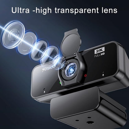 Yesido KM14 360 Ratation 2K 2 Million Pixels HD Camera Built-in Microphone Autofocus 1.5M Line USB Camera