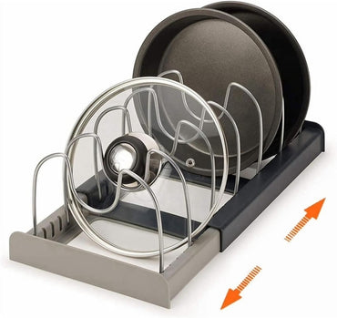 Expandable Pot and Pan Organizers Rack, Kitchen Cabinet Organizer, Pot Lid Drain Rack, Drawerstore