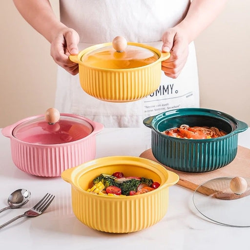 Ceramic Bowl with Lid Noodle, Soup Bowl 850Ml