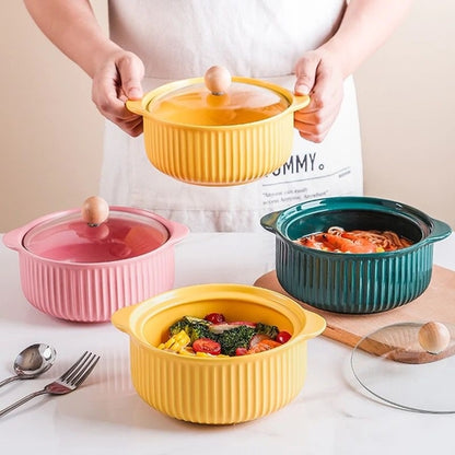 Ceramic Bowl with Lid Noodle, Soup Bowl 850Ml