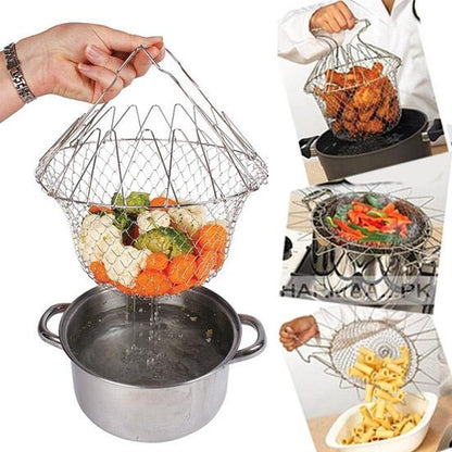 Chef Basket 12 in 1 Stainless Steel Kitchen Tool for Deep Frying, Boiling, Cooking