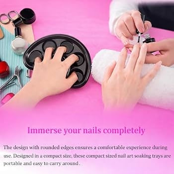 Trendy Look 5 Fingers Holes Soak Bowl Nail Art Tips Hand Soak Tray Nail Soaking Manicure Bowl for Ac