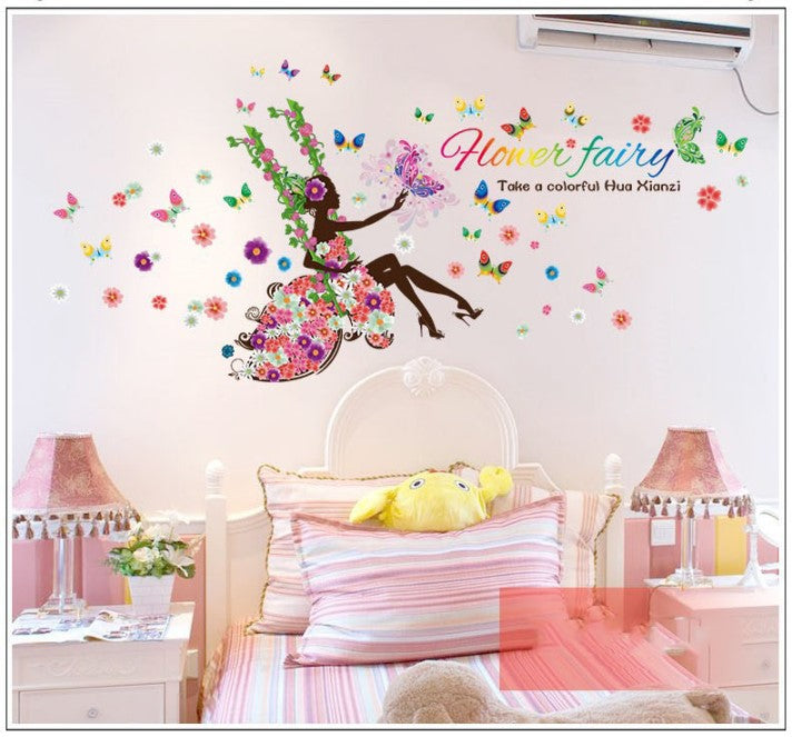 Flower Cycle Girl Butterfly Bird sticker plants room wallpaper bedroom nursery window decor without Radium stars star wall stickers wall decoration flower butterfly wedding decoration birthday decoration kids room decoration Wall Sticker Buy More Model 06