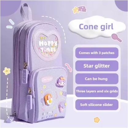 Multi-Functional School Backpack & Pen Box: High-Capacity Stationery Set for Primary Students