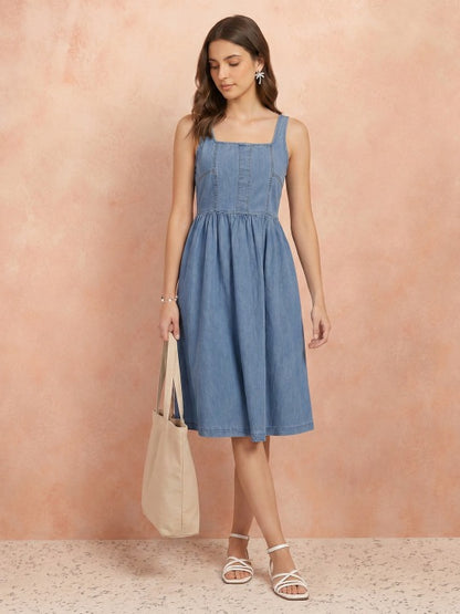 Pure Cotton Smocked Fit & Flare Dress