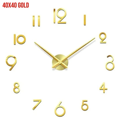 Frameless DIY Wall Clock & Decal – Silent Wall Decor, 40×40 / 50×50 / 40×120 Cm