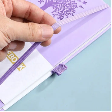 Elastic Strap Journal Notebook Office Work Planner Faux Leather Solid Color Business Notebook