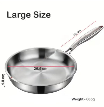 Gas Stove and Induction Suitable Flat Bottom Stainless Steel Bright Surface Frying Pan (1Ps /3Pcs)