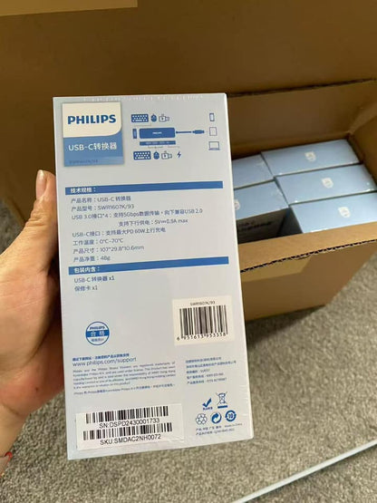 Philips USB-C Hub 4USB 3.0 Port + USB-C PD Port 60W Hub Adapter - SWR1607K/93