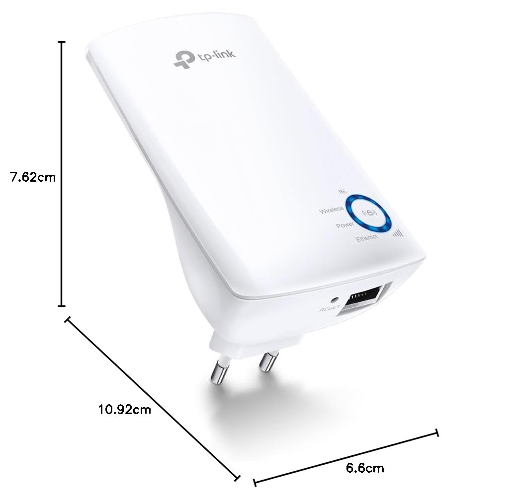 TP-Link TL-WA850RE Single_Band 300Mbps RJ45 Wireless Range Extender, Broadband/Wi-Fi Extender, Wi-Fi Booster/Hotspot with 1 Ethernet Port, Plug and Play, Built-in Access Point Mode, White