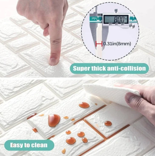 3D PE Foam Brick Home Decor Wall Sticker - 70 X 77 Cm DIY Solution