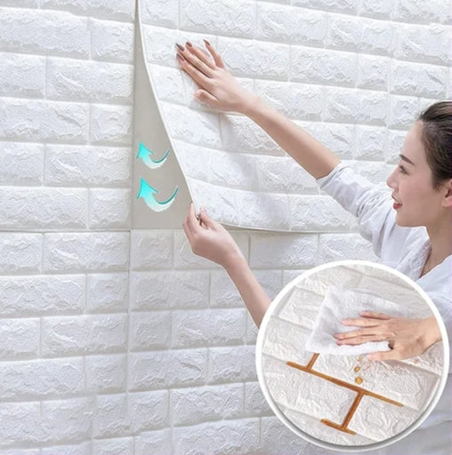 3D PE Foam Brick Home Decor Wall Sticker - 70 X 77 Cm DIY Solution