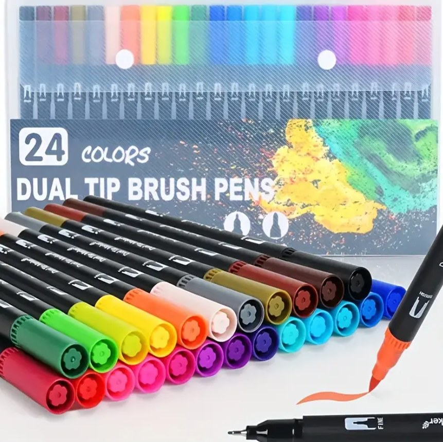 Double-Headed Marker Pens – Watercolor & Hook Line Art Pens for Drawing, Sketching & Graffiti