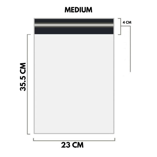 WHITE Shipping Bag Poly Mailer Flyers -  [35.5Cm X 23Cm+4cm - MEDIUM] - 10, 25, 100, 500 Bags