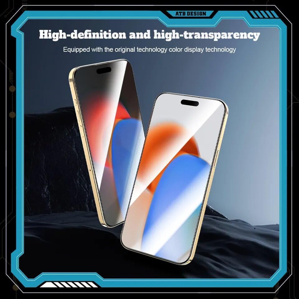 ATB DESIGN Anti-Shock Tempered Glass For iPhone 16 Pro Max , Gorilla Glass, [9H] Hardness, Super HD Clear, Made With Japanese Technology Glue