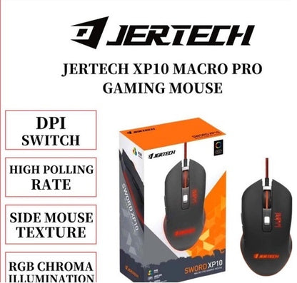Jertech Sword XP 10 RGB Pro Gaming Mouse – 3200 DPI Adjustable Sensitivity, Macro Function
