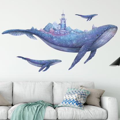 Blue Whale Home Decoration animals tree bridge baby children cartoon bedroom room decor wall stickers removable kids nursery decal sticker Wall Decoration Stickers wall deco