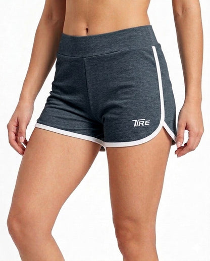 TRE Womenâ€™s Dri-Fit Cotton Spandex Athletic Shorts | Slim Fit Gym & Running Shorts