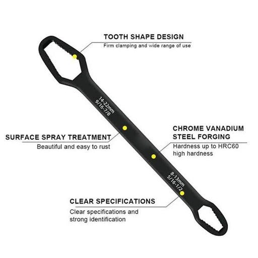 8-22Mm Universal Torx Wrench Self-Tightening Adjustable Double-Head Spanner
