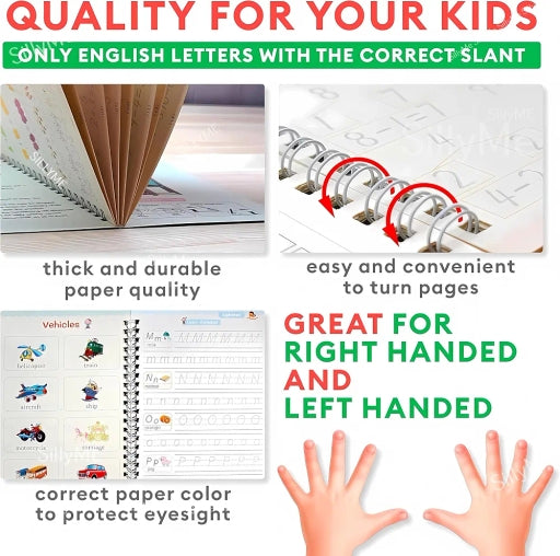 Kids Magic Practice Writing Books | Alphabet, Numbers, Math & Drawing | 4-in-1 Set
