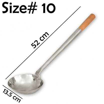 Stainless Steel Fried Rice Spoon with Wooden Handle Chinese Ladle, Wok Ladle