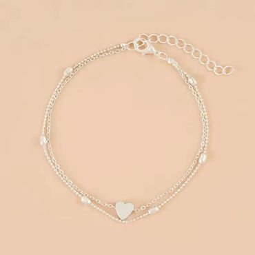 1Pcs Mini Love Heart Thin Chain Anklet Set Simple Minimalist Ankle Bracelet for Women
