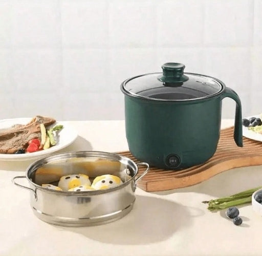 Electric Mini Cooking Pot 1.5L with Stainless Steel Steamer, Multifunctional Cooker