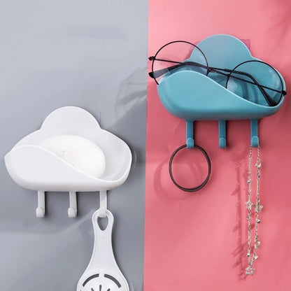 Cloud Style Hook Soap Holder Kitchen Wall Hanging Sticky Hook Bathroom Soap Box Drain