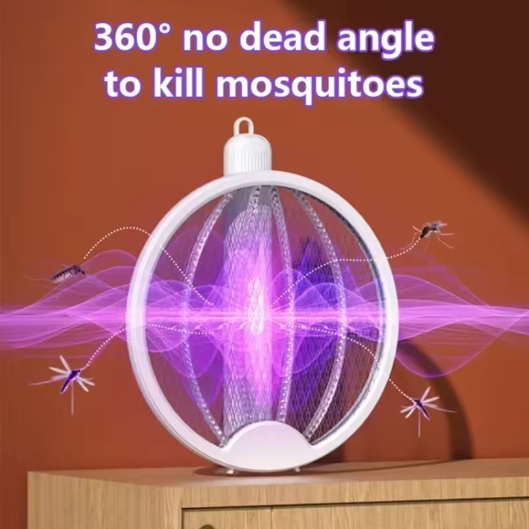 Smart 4-in-1 Electronic Rechargeable Mosquito Swatter Racket with Foldable Handle, Insect Killer Net