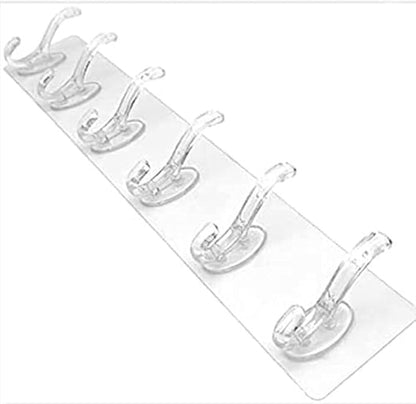 Generic 6 Hook Hook Flexible Sticky Transparent Hanger Key