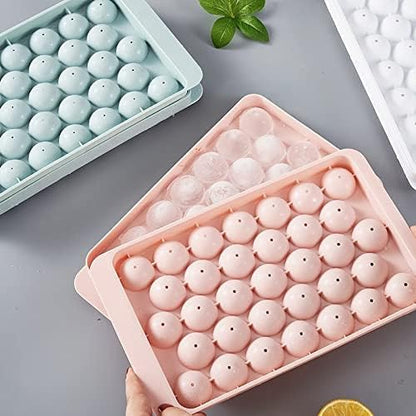 1PC Premium Plastic Ice Cube Tray 33-Cavity Round Diamond Design Food-Grade Plastic for Cocktails