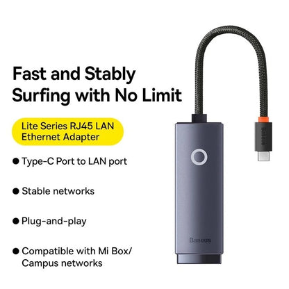 Baseus Lite Series 100Mbps Type-C to RJ45 LAN Port Ethernet Adapter