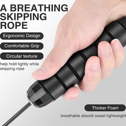 Skipping Rope Tangle-Free with Ball Bearings Rapid Speed Jump Rope Cable and 6” Memory Foam Handles