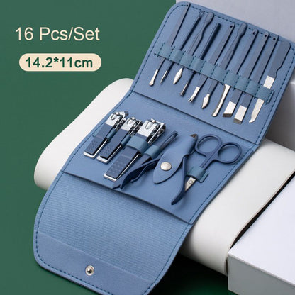 16 PCS Stainless Steel Portable Nail Clipper Set Professional Pedicure Kit Beauty Manicure Set