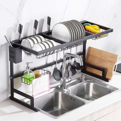 Dish Rack Kitchen Double Sink Rack Stainless Steel Plate Cutlery Holder