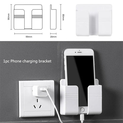 Wall Mount Phone Holder Self-Adhesive Wall Beside Organizer Storage Box Plastic Charging Phone Stand