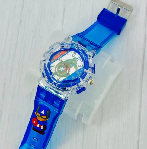Disney Kids Flashing Light Watch - Spiderman Hulk Avengers Cartoon Toy Wristwatch