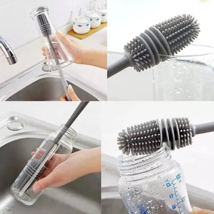 Soft Silicone Brush with Long Handle for Bottle