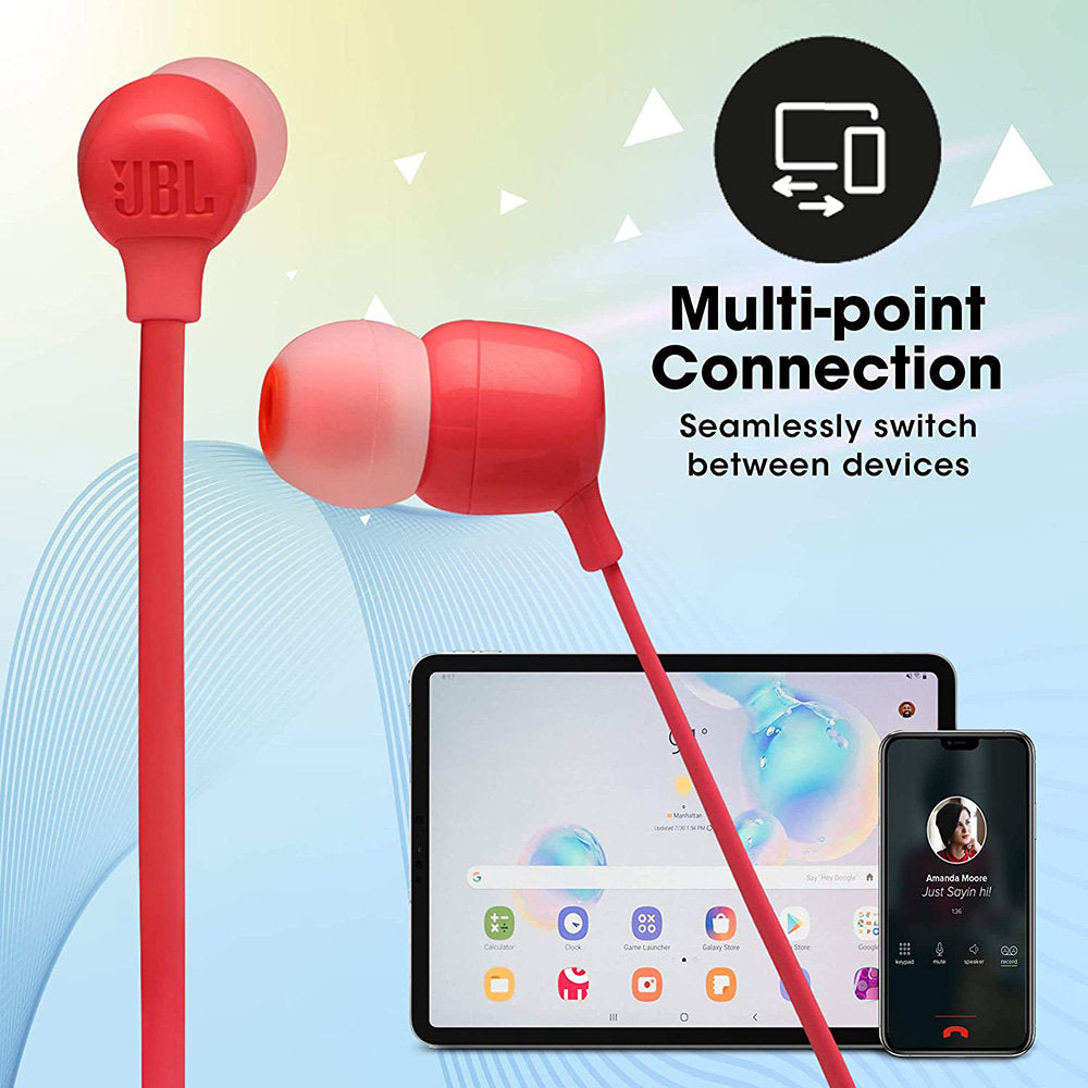 Tune 125BT by Harman in-Ear Bluetooth Headphone with Built-in Mic, 16 Hours Playtime, Bluetooth 5.0, Dual Connect and Quick Charging