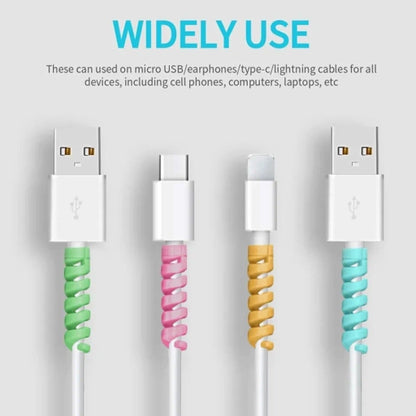 Spiral Charger Cable Protector Data Cable Saver Set of 2 Multi Colour with Free Ring