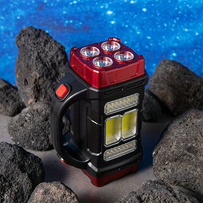 HB-2678 25W Solar LED Camping Flashlight – USB Rechargeable COB Work Light, 4 Modes, Portable Lanter