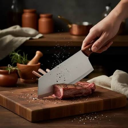 Meat Chopping Knife with Wooden Handle