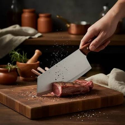 Meat Chopping Knife with Wooden Handle