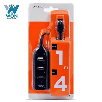 4-Port High-Speed USB 2.0 Hub with 1M Charging Cable