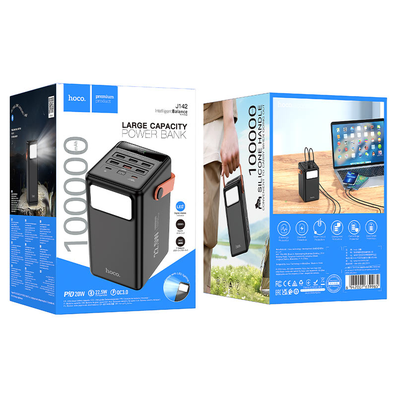 HOCO J142 High Capacity 100000mAh Power bank “Surpass” 22.5W + PD20W