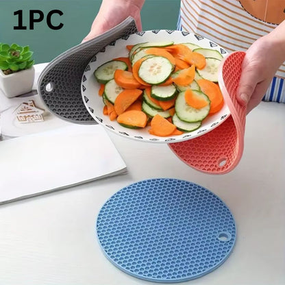3PCS Multifunctional Silicone Heat-Resistant Mat – Non-Slip Pot Holder, Coaster & Jar Opener