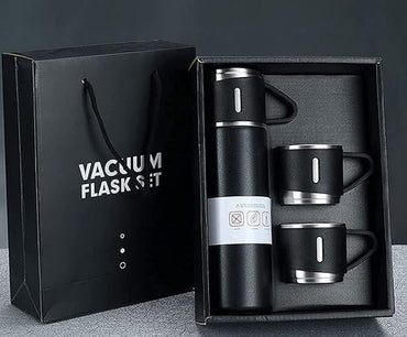 Portable Stainless Steel Vacuum Flask 500Ml with Dual Cups Thermal Bottle