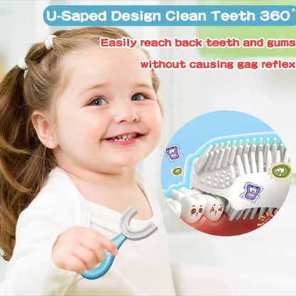 U-Shaped Toothbrush Kids - Toddler Toothbrush with Food Grade Soft Silicone Brush Head