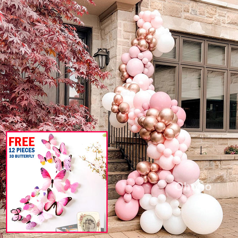 FREE 12 PCS 3D BUTTERFLY WITH Complete Set 109-Piece Premium Blue Balloon Garland Kit for Party Decoration, Unisex Balloon Arch Set for All Ages