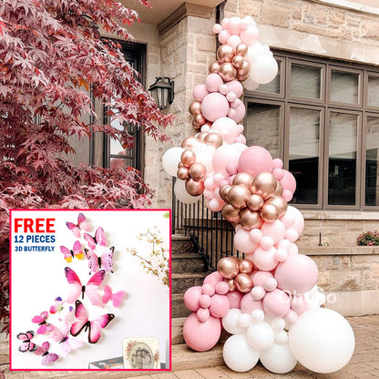 FREE 12 PCS 3D BUTTERFLY WITH Complete Set 109-Piece Premium Blue Balloon Garland Kit for Party Decoration, Unisex Balloon Arch Set for All Ages